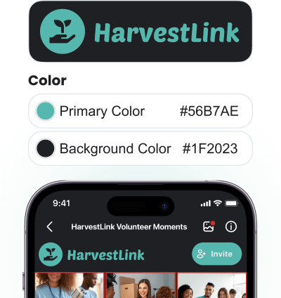 PhotoCircle branding customization showing a circle personalized with an organization's logo and colors.